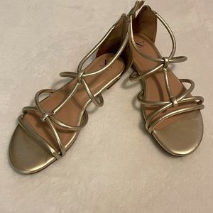 Gold Gladiator Sandals, size 6.5